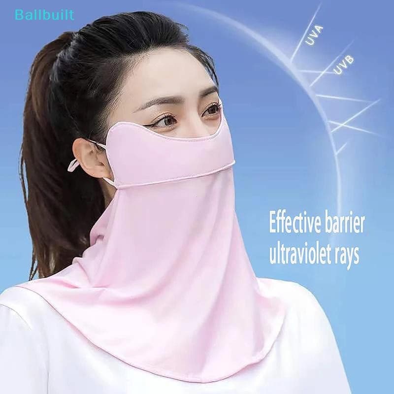 [BLU] Máscara De Seda Gelada Ao Ar Livre Feminina Verão Anti-UV De Secagem Rápida Lenço De Cobertura Facial Respirável P