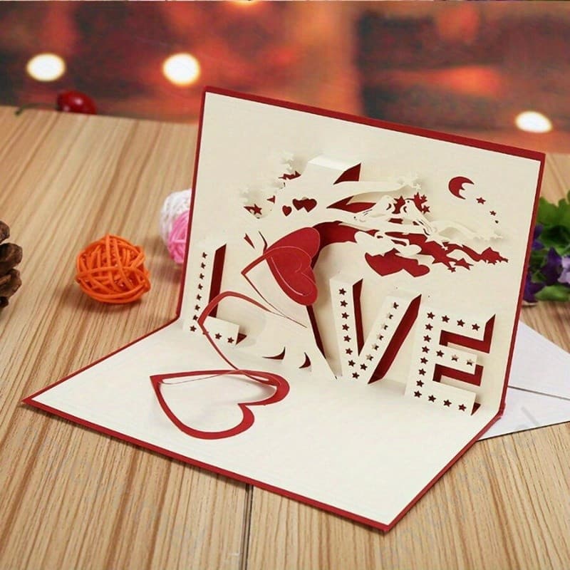 Cartão Pop-Up 3D Árvore do Amor para Casamentos, Dia dos Namorados e Mais, Cartão Romântico para Noivados, Aniversários