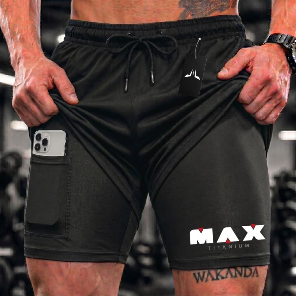 Bermuda Compressão Duplo Masculina 2 Em 1 Short Academia MAX Treino Esporte LOLA