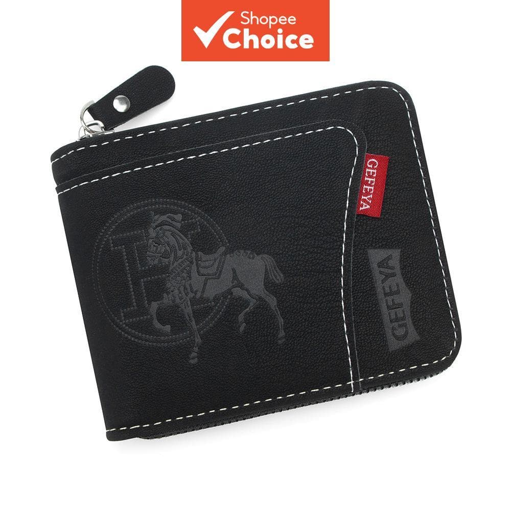 Carteira masculina retrô com corrente, fecho horizontal, patchwork com zíper, curta, multifuncional, porta-cartões e
