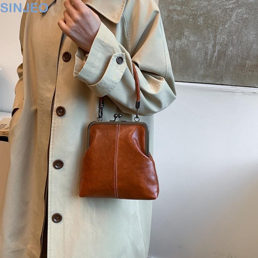 Bolsa De Ombro SINJEO Kiss Lock , Crossbody Elegante Estilo Chinês Retrô , Grande Capacidade