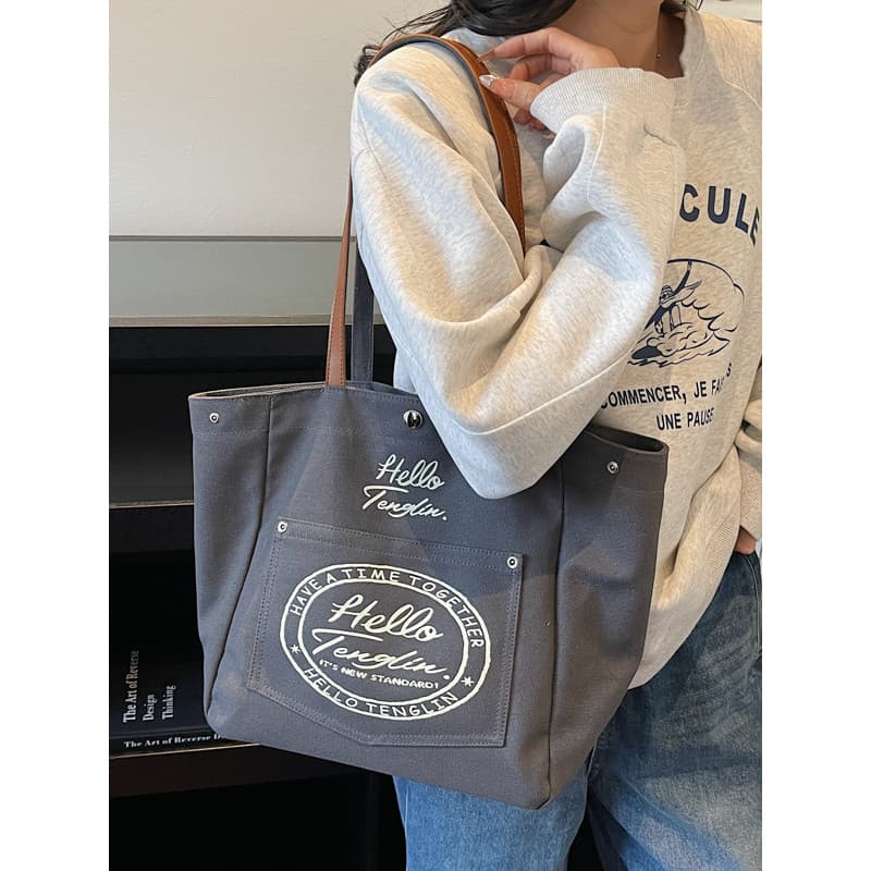 Sacola de lona de grande capacidade, um ombro, bolsa grande para transporte de mão, Super bonita, bolsa de pano para tra