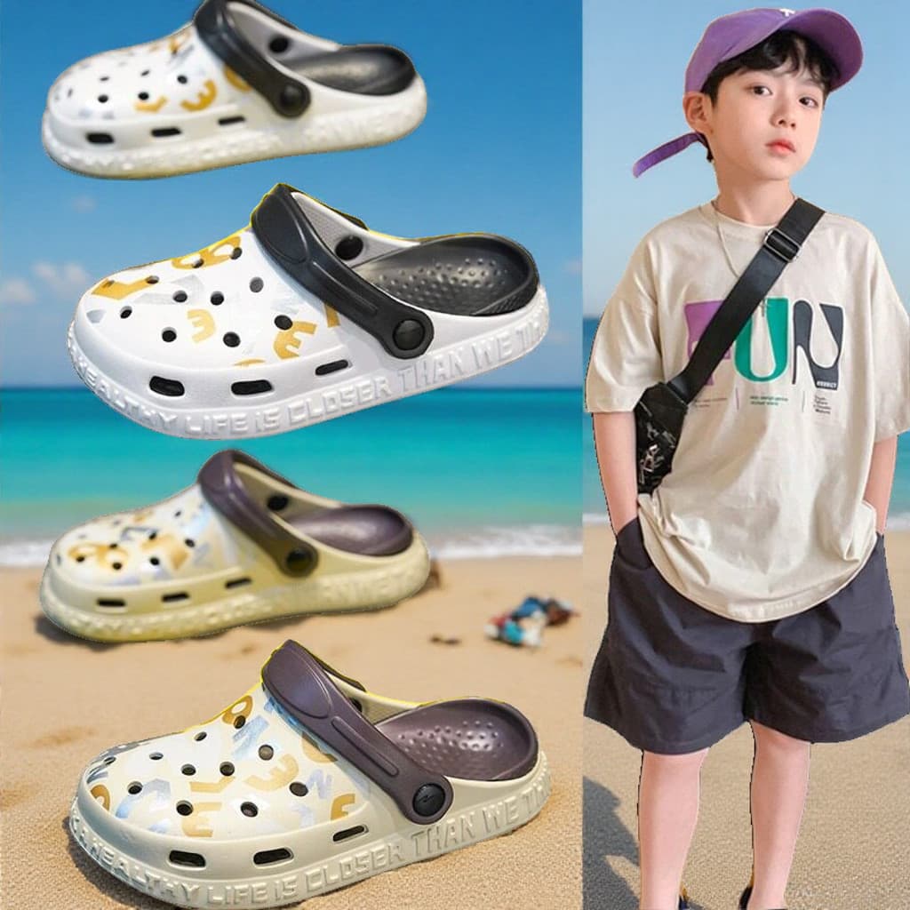Sapatos infantis com buracos, chinelos de verão para meninos, uso externo, antiderrapante, sola macia, sandálias para di