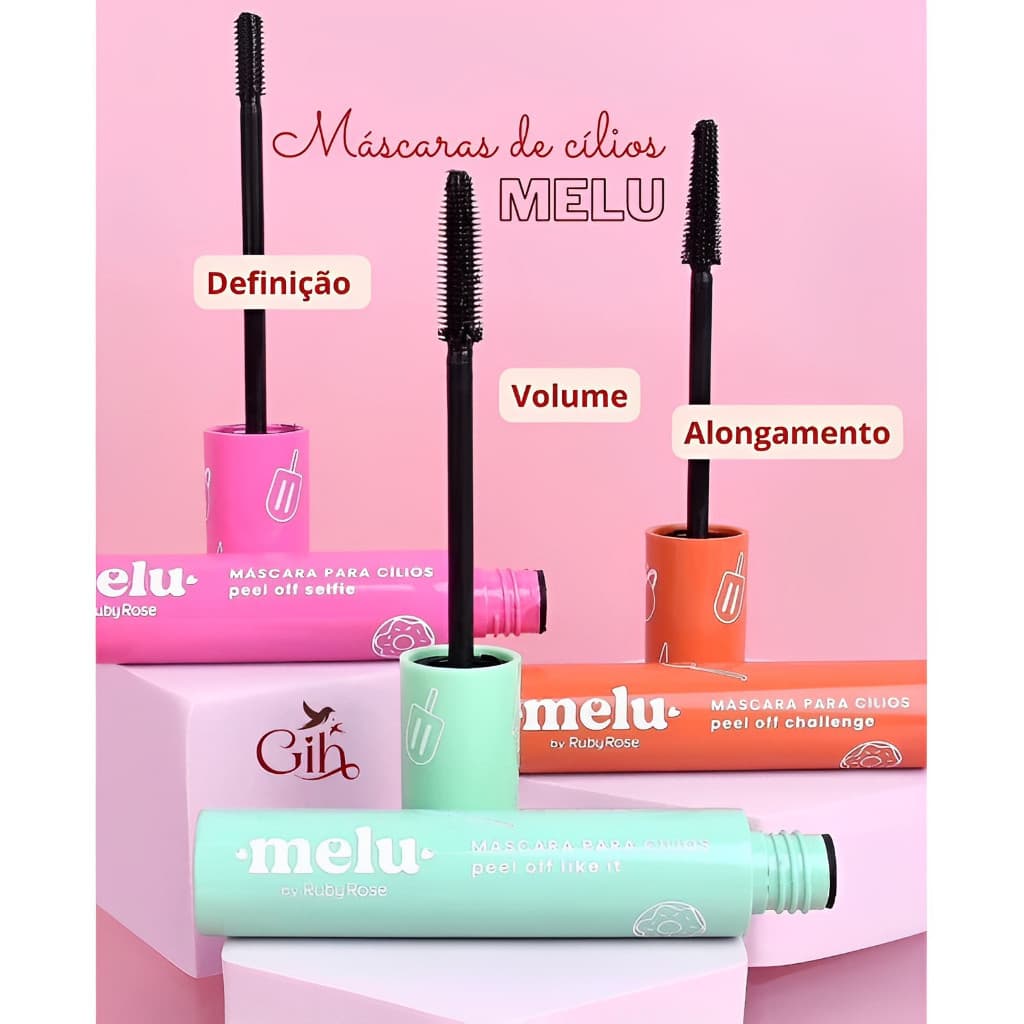 Kit1-3pcs Mascara De Cilios Melu Ruby Rose Rimel Peel Off Alta Fixação-14.5g