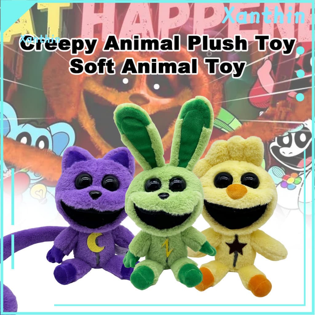 Smiling Plushie Children Stuffed Doll Plush Toy Game Inspired Rabbit Cat Cute for Kids Home Decor Perfect Christmas Gift