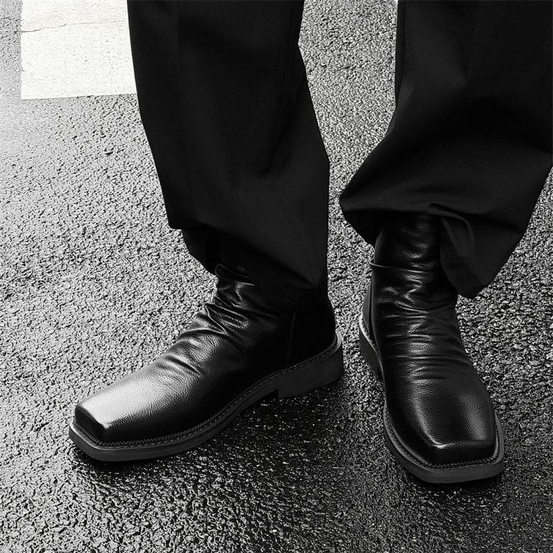 Primavera moda volta zíper botas curtas Retro britânico Martin botas masculinas interior aumentado dedo do pé quadrado A