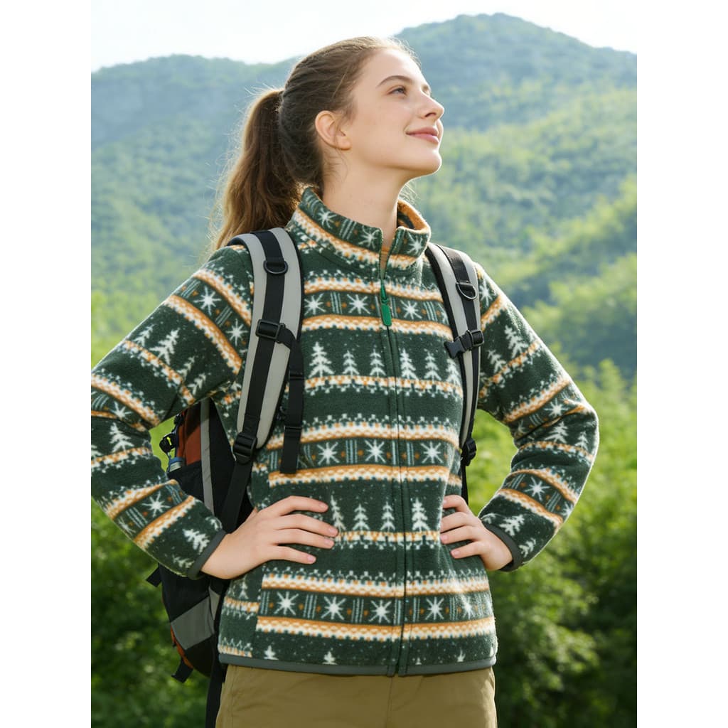 Yiduoduoduo Primavera Novo Estilo Gola Alta Jaqueta Com Zíper Unissex Casual All-Match Polar Fleece Outdoor Top