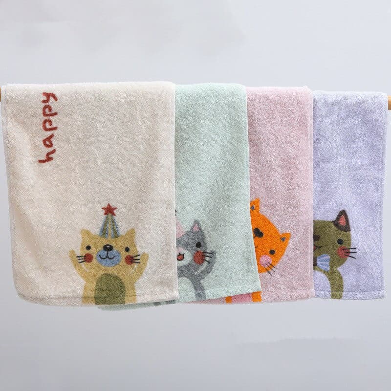 1Pc 25x50cm 100 % Algodão Gato Dos Desenhos Animados Impresso Crianças Banheiro Absorvente Pequena Mão Rosto Toalha