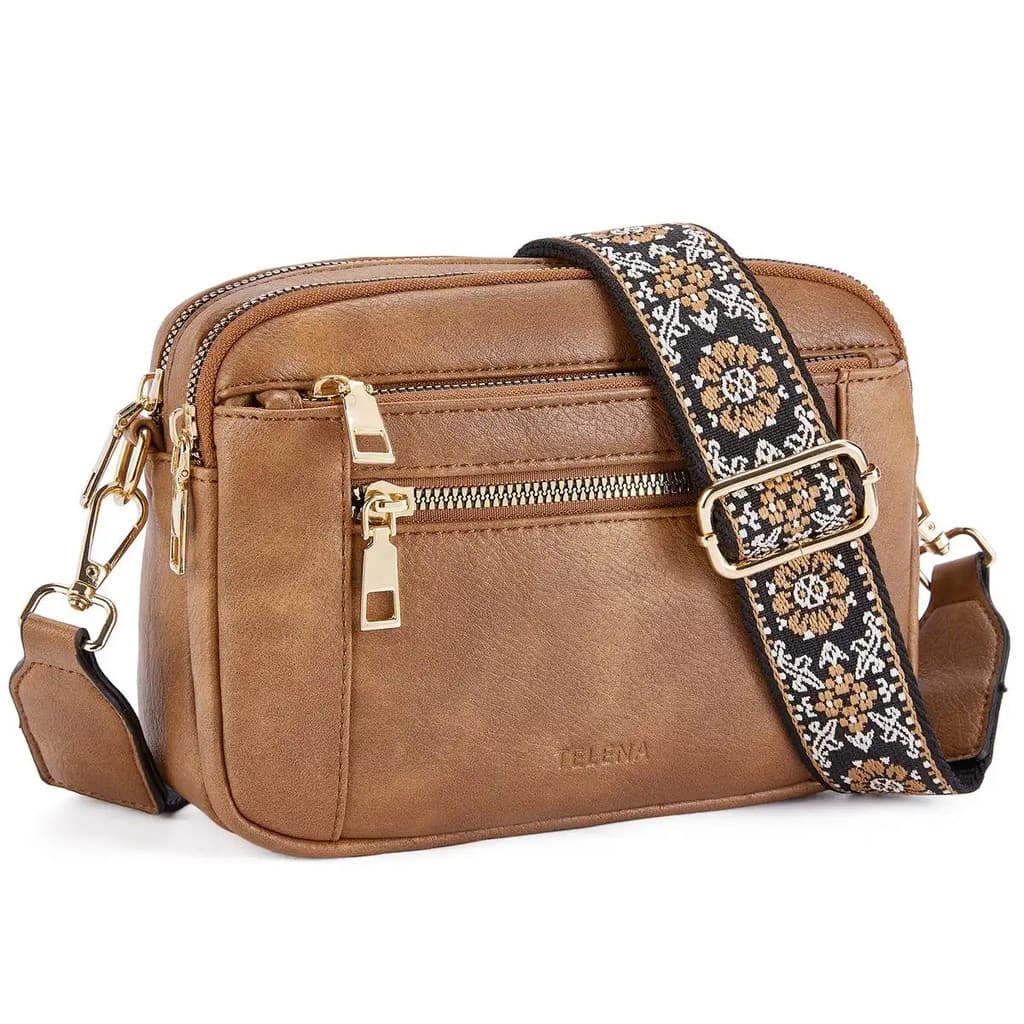 Bolsa Transversal Telena para Mulheres, Pequenas Bolsas Transversais Modernas em Couro Vegano com Alça Ajustável, Presen