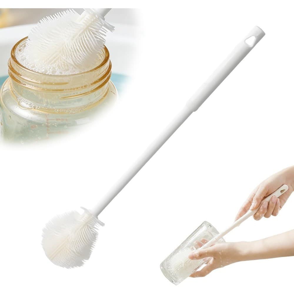 Silicone Baby Bottle Brush with Long Handle, Foldable Head, Cup Cleaner, Food Grade Cleaning