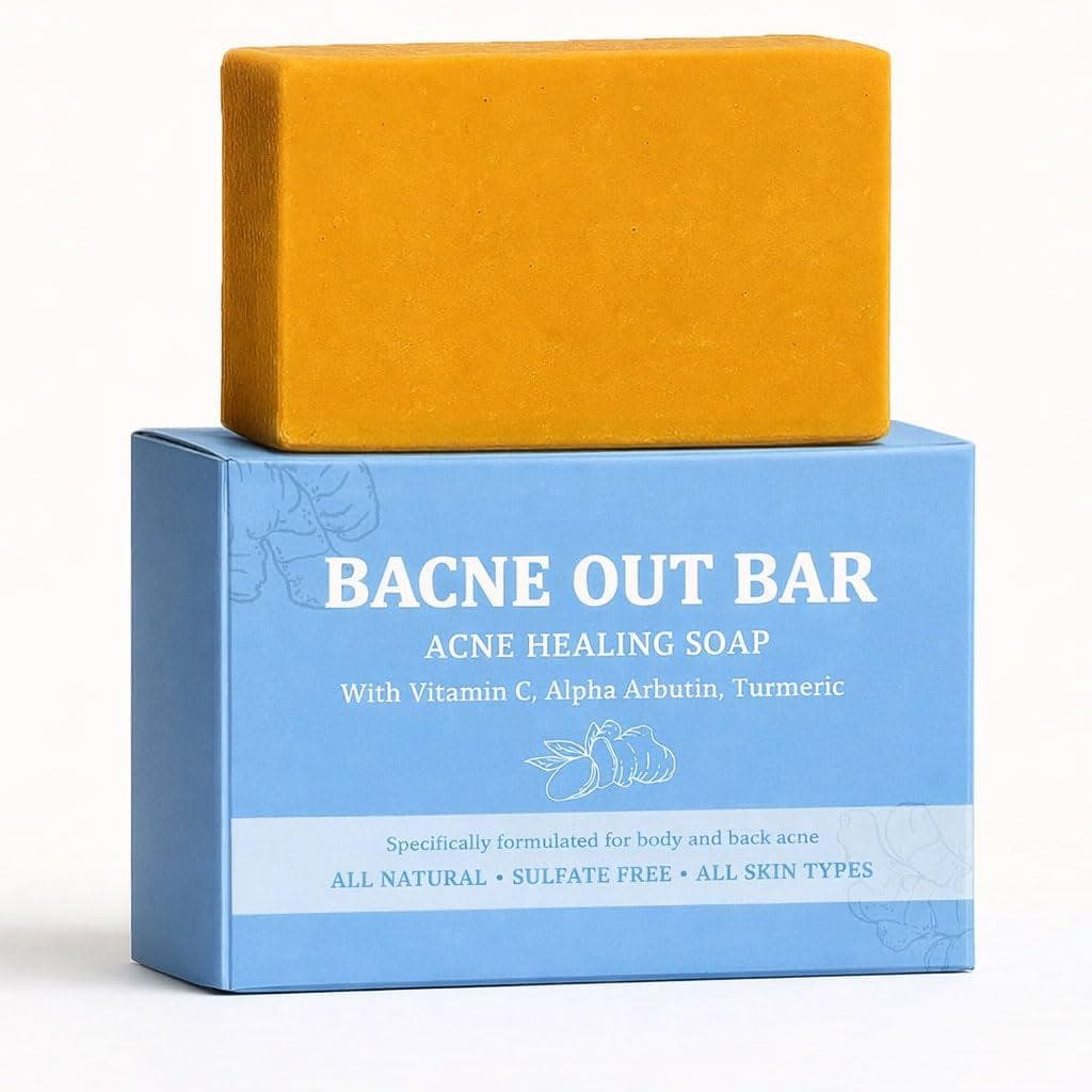 Bacne Out Bar, Sabonete Curativo para Acne com Cúrcuma, Vitamina C e Alfa-Arbutina, Esfoliante Natural para Costas, Rost