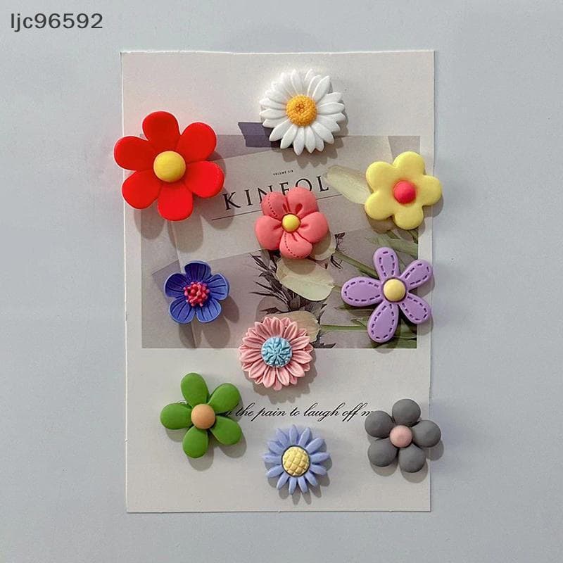[ljc] 10 Peças Ímãs De Geladeira De Plástico Fosco Flor Doce Criativos 3d Coreanos Ímã De Desenho Animado Decoração De C
