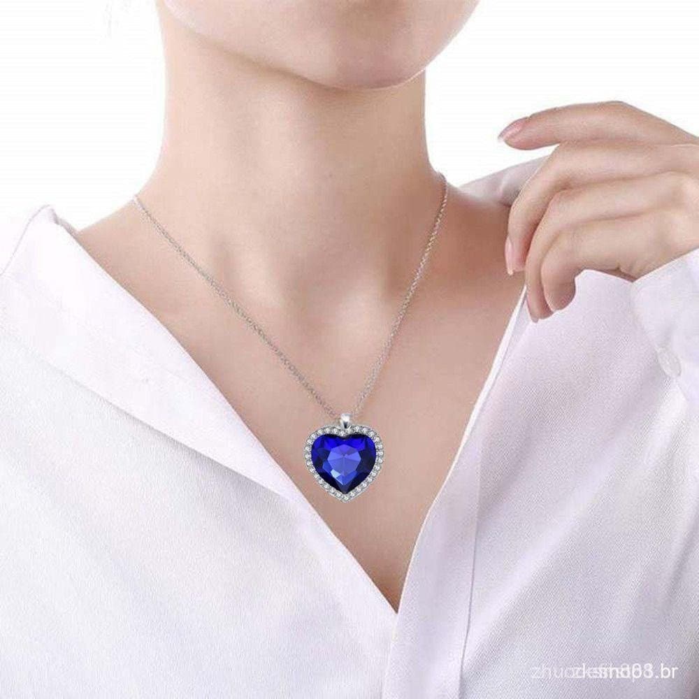 Cristal Azul Coração do Oceano, Joia de Moda, Presente, Pingente Eterno