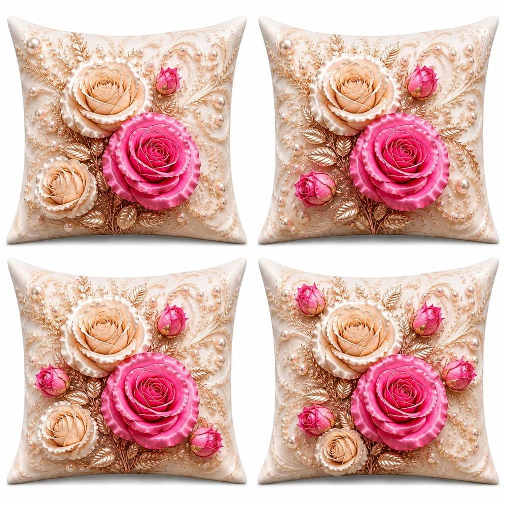 Kit 4 capas de almofadas efeito 3d FLORES EFEITO EM 3D