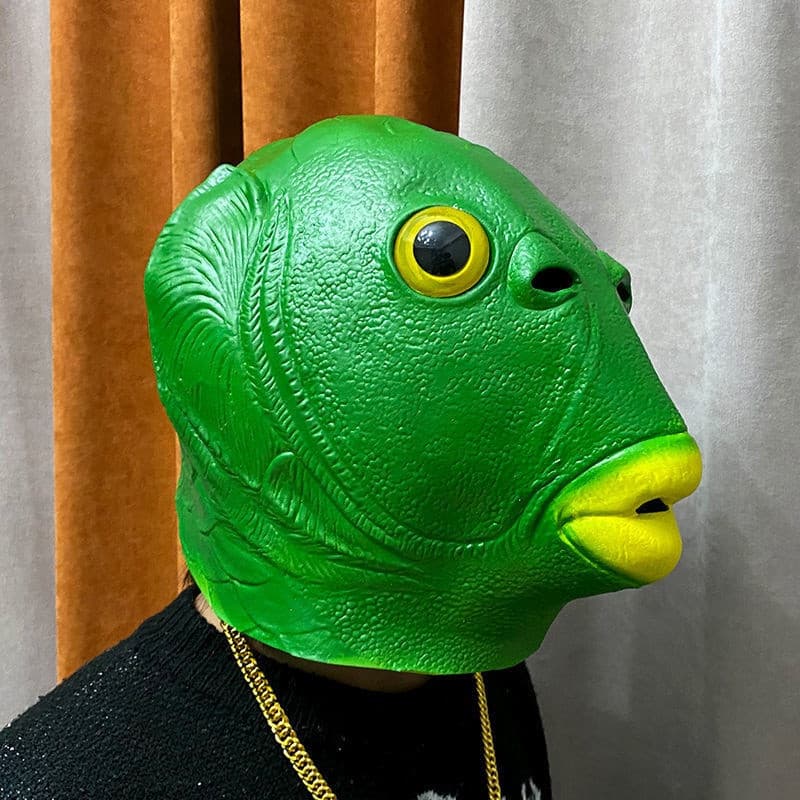 Máscara De Cabeça De Peixe De Látex Para Crianças Adultas Animal Engraçado Halloween Cosplay Costume Props