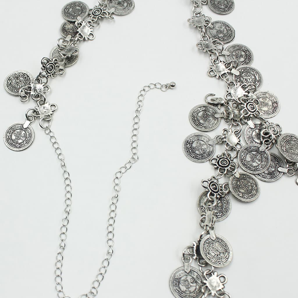 Cinto Feminino Decorado De Metal , Ajustável De Corrente Corporal Com Decorações De Moedas , Joias De Cintura , Acessóri