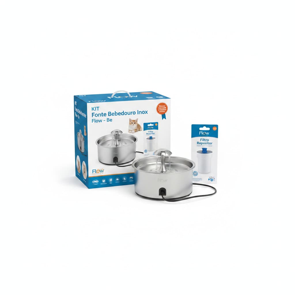 KIT Fonte Bebedouro Inox Flow + Filtro repositor - Be - Novo Pronta Entrega Qualidade Superior