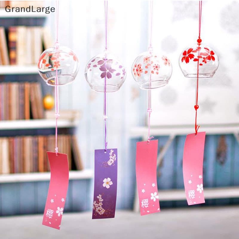 [GrandLarge] Sinos de vento de vidro estilo japonês, decorações de jardim, artesanato para decoração de janelas internas
