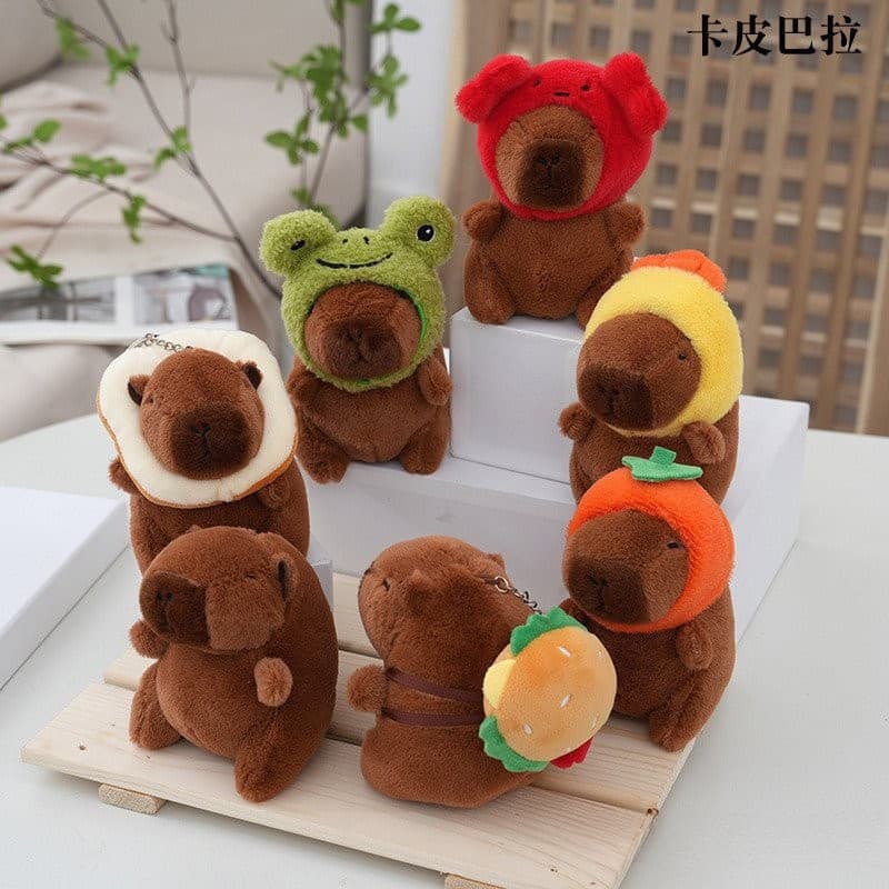 Capivara boneca pelúcia travesseiro brinquedos capivara chaveiro bonito pingente presente de aniversário para a menina