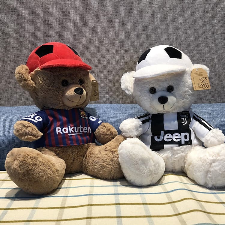 Uventus Barcelona Futebol Urso Brinquedo de Pelúcia Balsa Messi c Rona Equipe Uniforme Boneca Presente