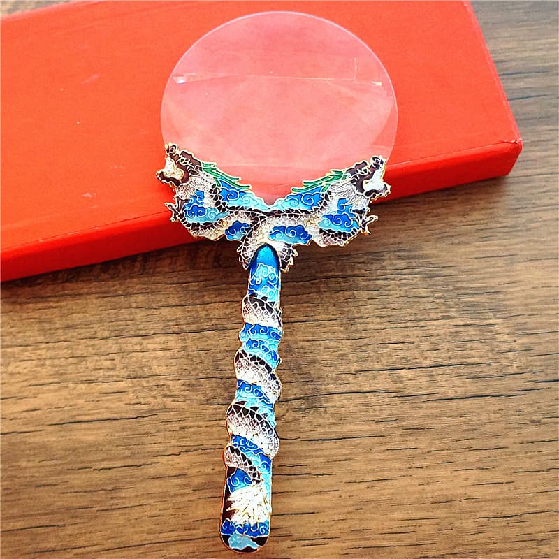 Cloisonne lupa prata azul lupa cobre pneu esmalte respeito presentes antigos presentes práticos para idosos prático