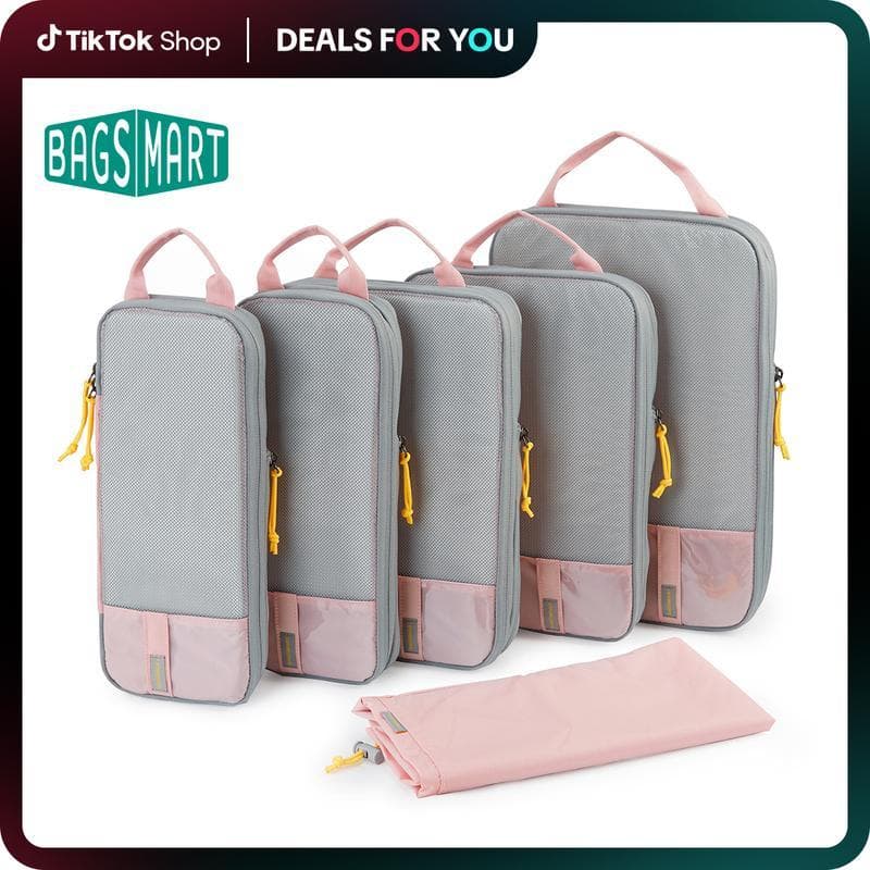 Cubes de Compressão BAGSMART para Malas - Conjunto de 6 Organizadores de Viagem