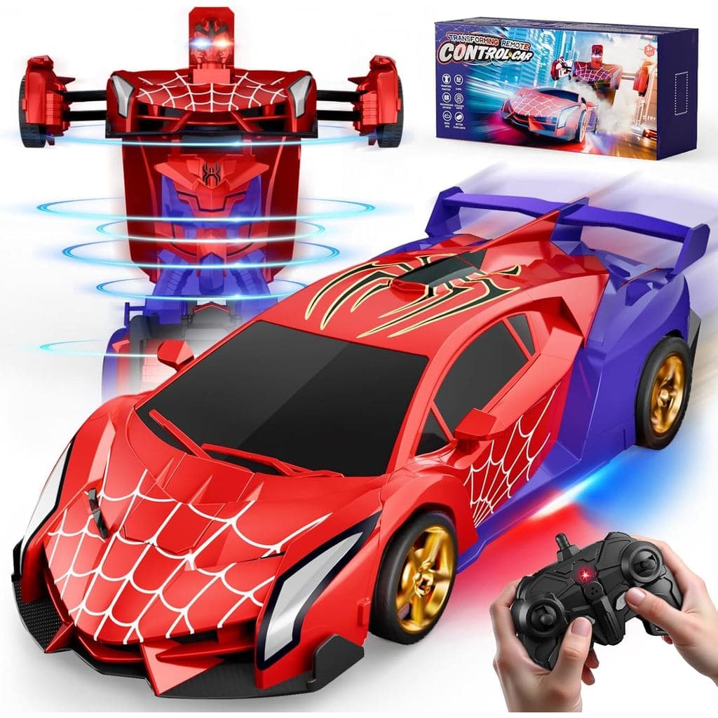 Carros de Controle Remoto Spider Transform com Luzes nos Olhos e na Parte Inferior, Carro com Controle Remoto 2.4GHz, De