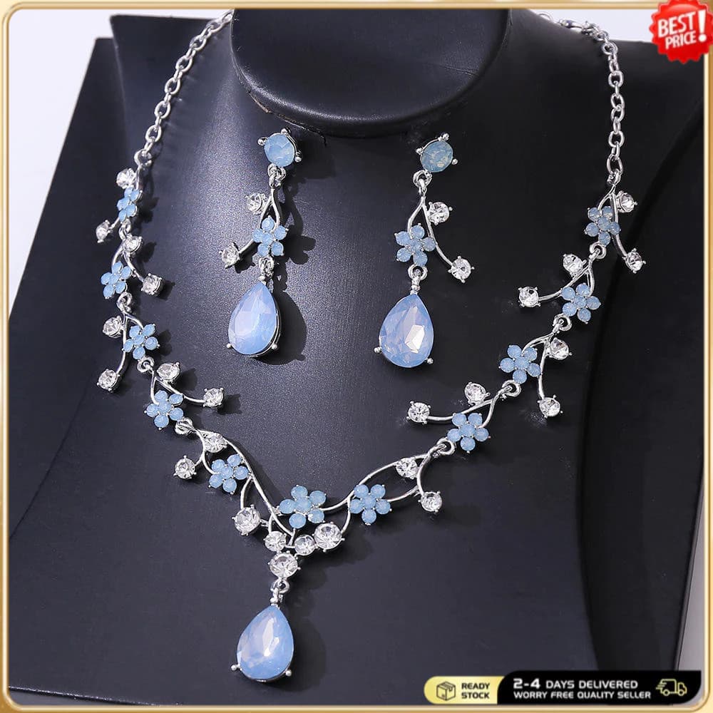 Delicado Conjunto De Brincos Glamourosos Gargantilha Colar Strass Elegante Jóias De Noiva Para Dama De Honra Ocasião For