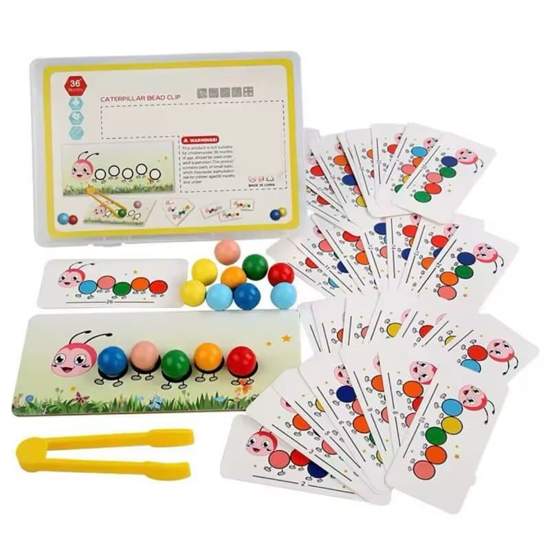 Brinquedo Educativo para Cores e Coordenação - Jogo da Centopéia Colorida - Brinquedo Criativo de Jogos Montessori