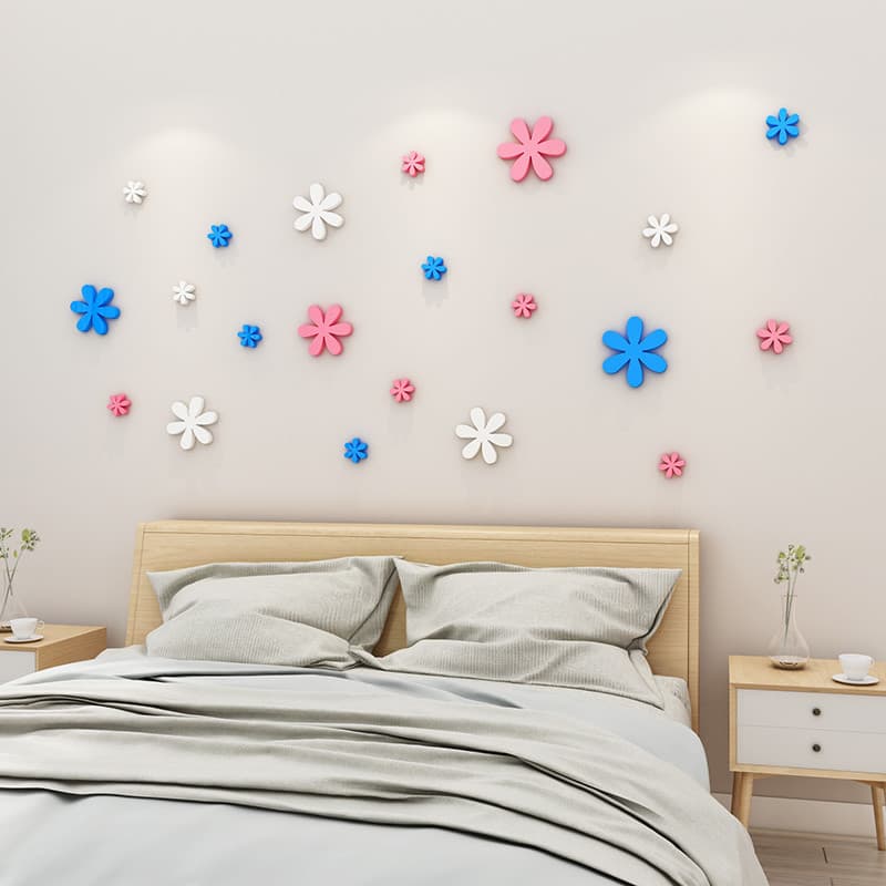 Flor pequeno padrão quarto cabeceira adesivo decoração sala de estar sofá fundo parede Layout 3d tridimensional adesivo