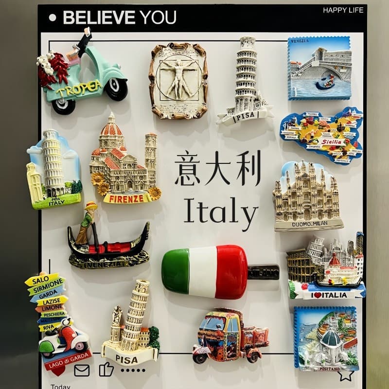 Ímãs Decorativos de Viagem da Itália: Milão, Florença, Veneza, Sicília, Toscana WCMR MKST
