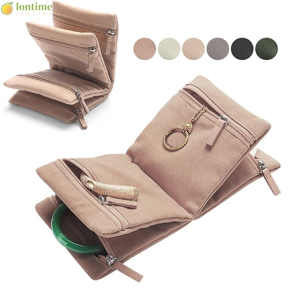 LONTIME Organizador De Joias , Livro Dobrável De Veludo Para Armazenamento Design De Macio Com Bolsa De Zíper