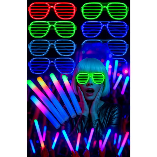 Kit Festa neon Bastão de Led + Óculos de led Festa Balada Casamento Carnaval