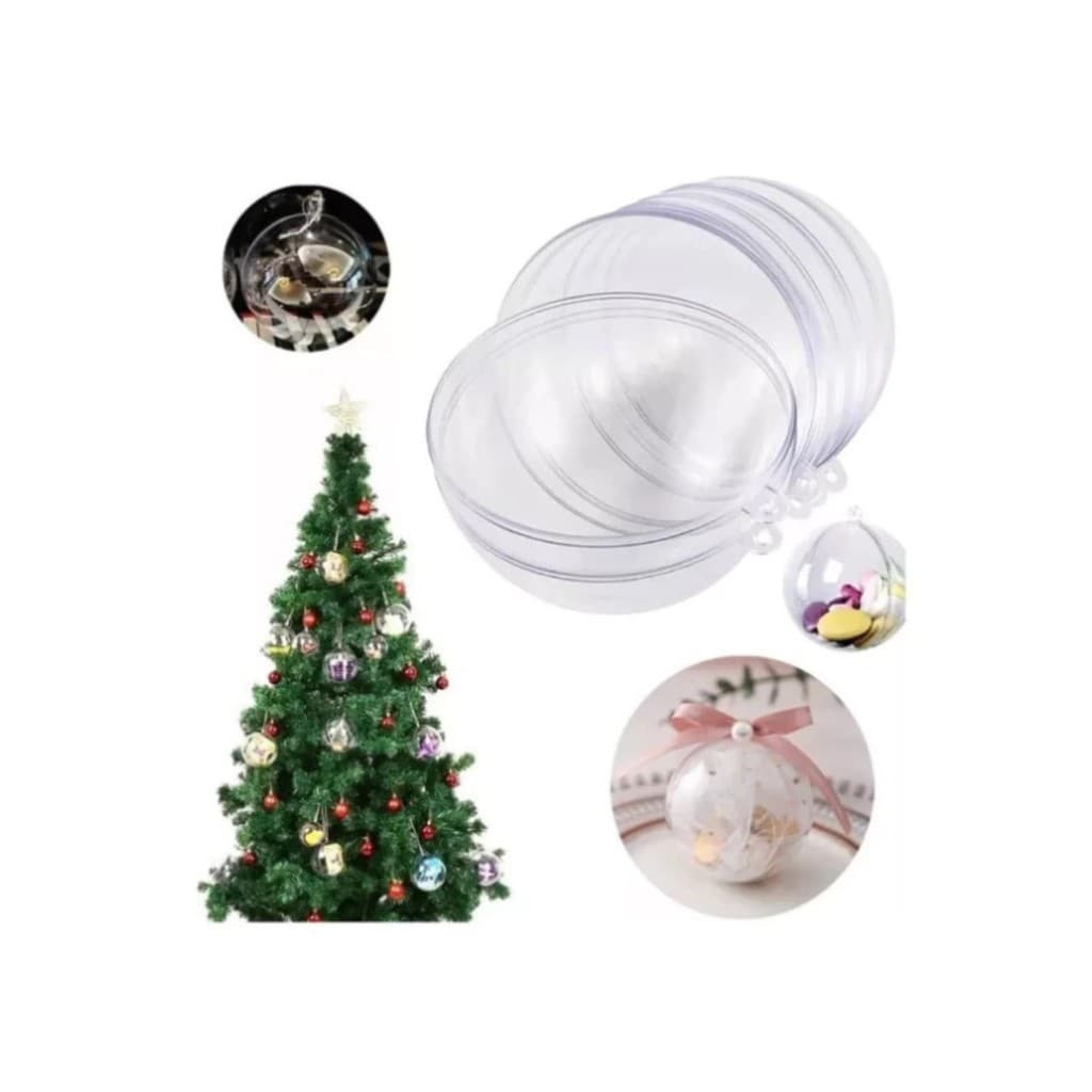 10 Esfera Acrílica transparente - 6,5 cm - 10 Unidades / Bola de Natal para personalizado