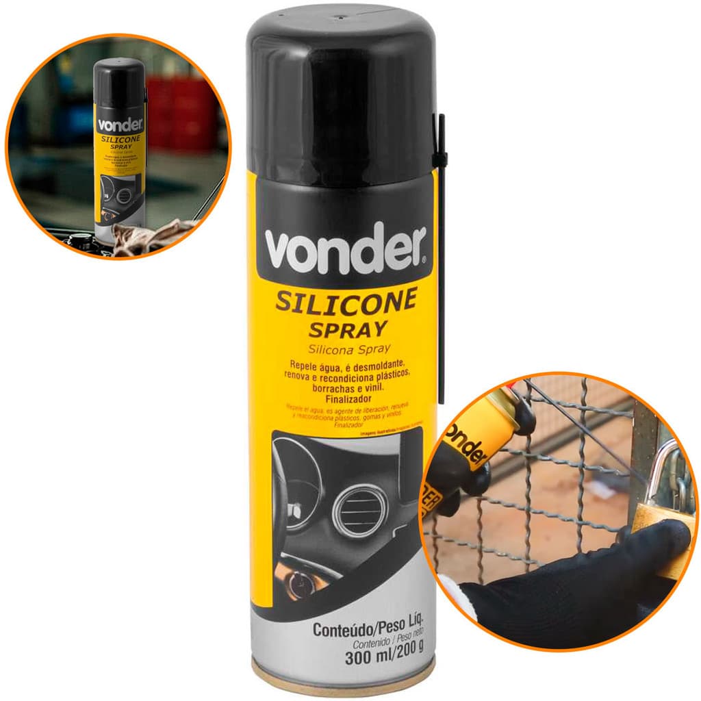 Silicone Em Spray 300ml 200g Vonder Lubrificante Automotivo Para Esteira Portão Rolamentos