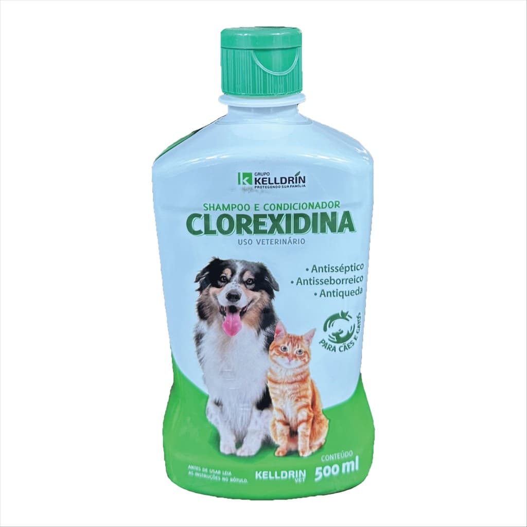 Shampoo e Condicionador Clorexidina Kelldrin Carrapato Piolho Pulga Sarna
