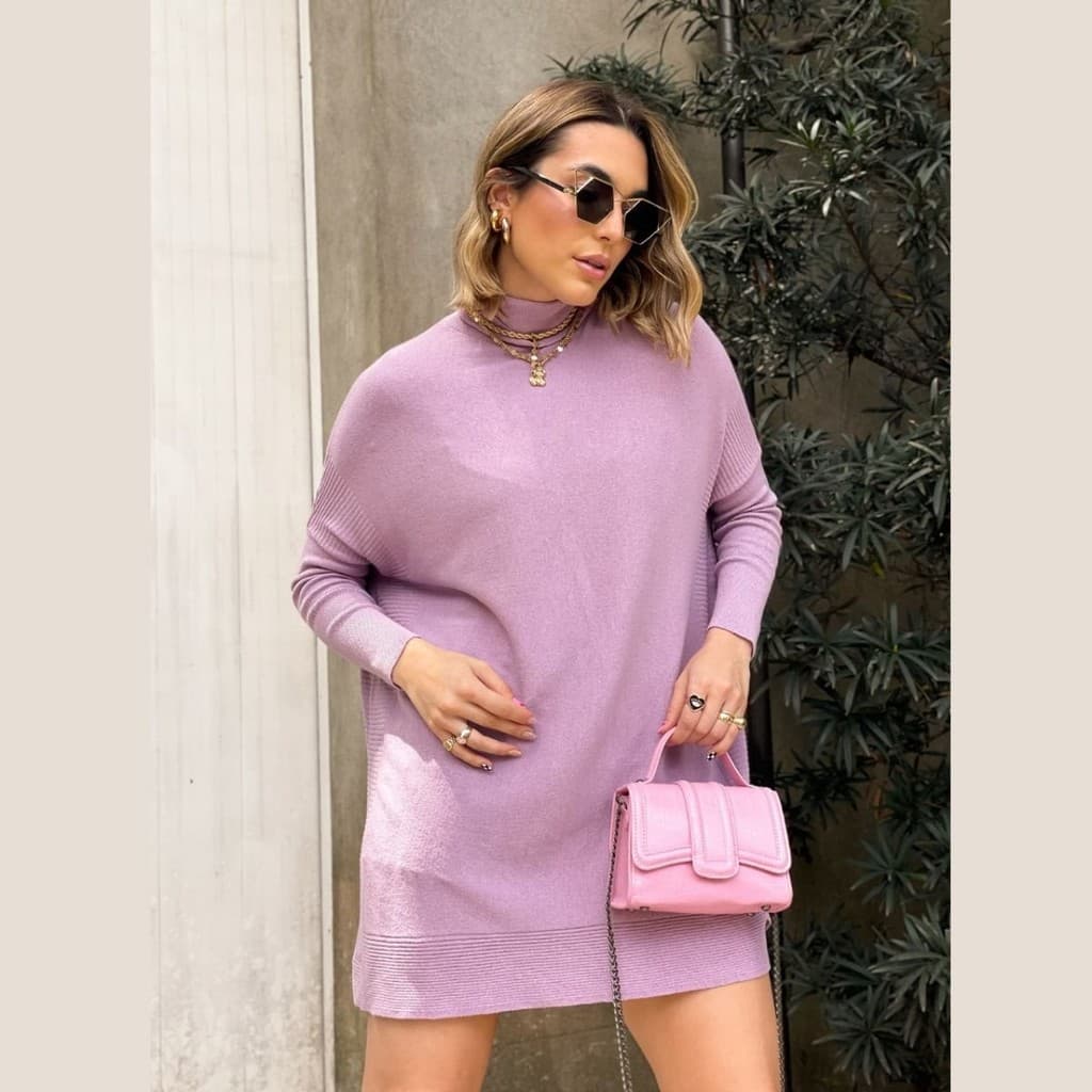 Blusa de Tricot Oversized Gola Alta