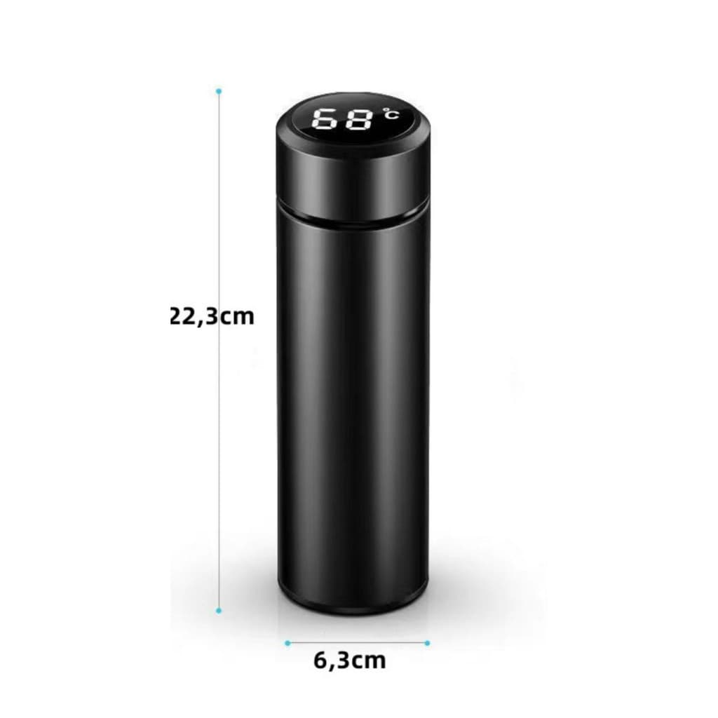 Personalizado - Garrafa Térmica com LED e Termômetro (500ml) - Preto