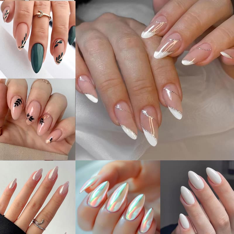 Ferramentas Gratuitas , 24 Peças , Prensa De Amêndoa Em Unhas , Destacável , Cobertura Completa , Estilete , Falsas Acrí