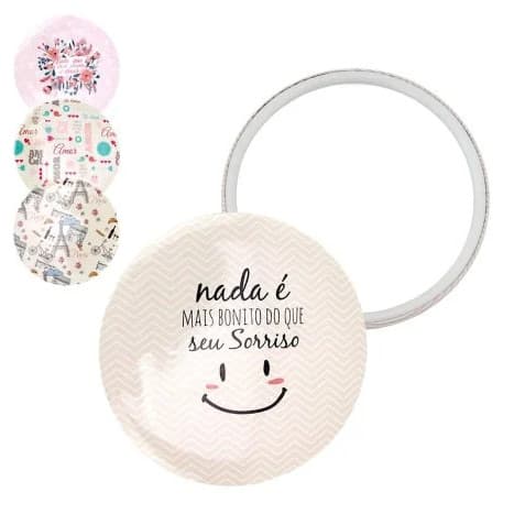 Espelho Pequeno de Bolsa 7cm Plástico Estampas Variadas