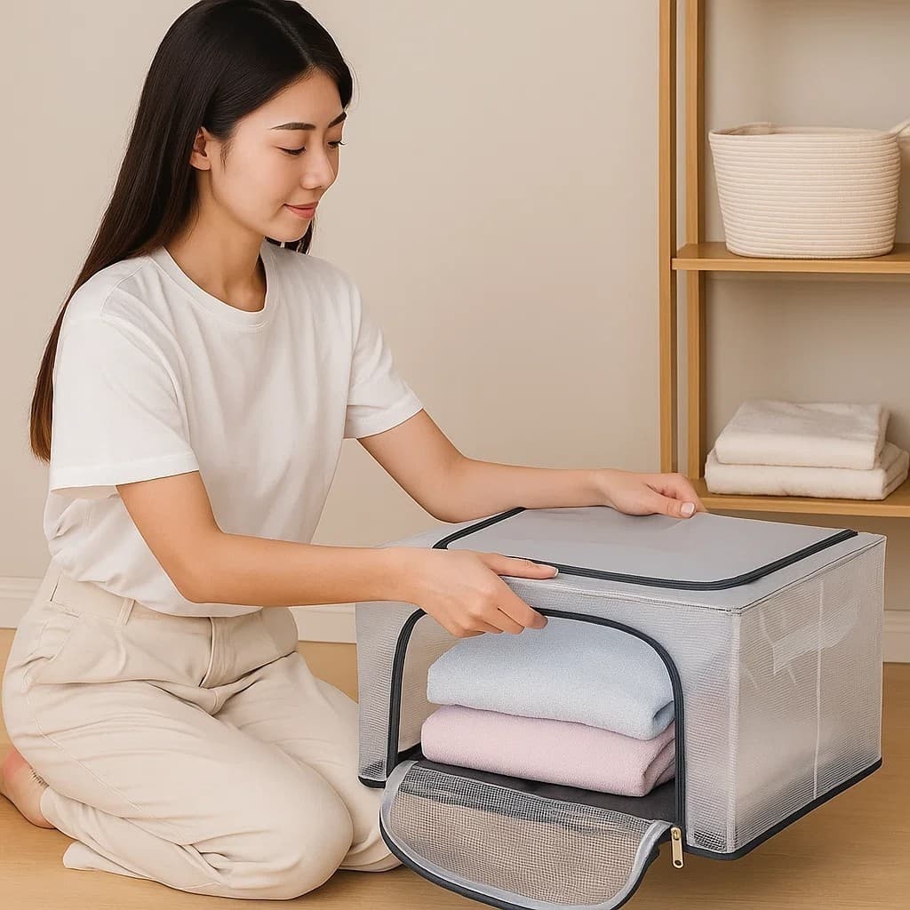 Caixa Organizadora Empilhável 100L 66L 24L Plástico Armário Guarda Roupa Closet Economiza Espaço