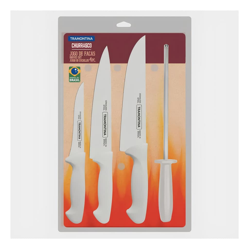 JOGO DE FACAS PARA CHURRASCO TRAMONTINA PREMIUM 24699825 INOX COM 4 PEÇAS