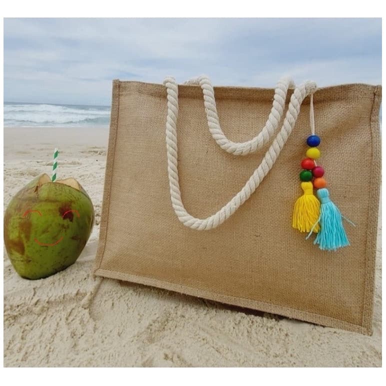 Bolsa De Praia Palha Feminina Com  Ziper ecobag + pingente Brinde b-5