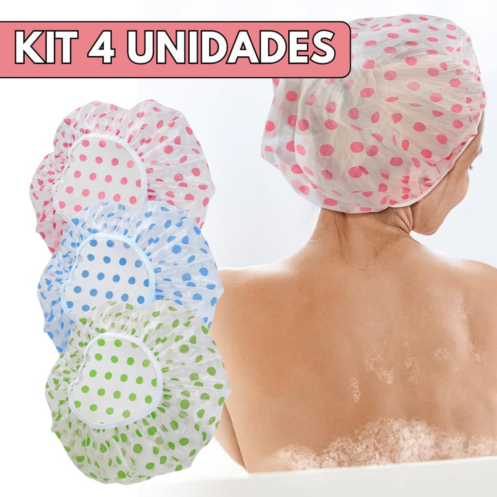 Kit Touca Banho C/ Elástico Ajustável Plástico Impermeável Hidratação Cronograma - Escolha Seu Kit