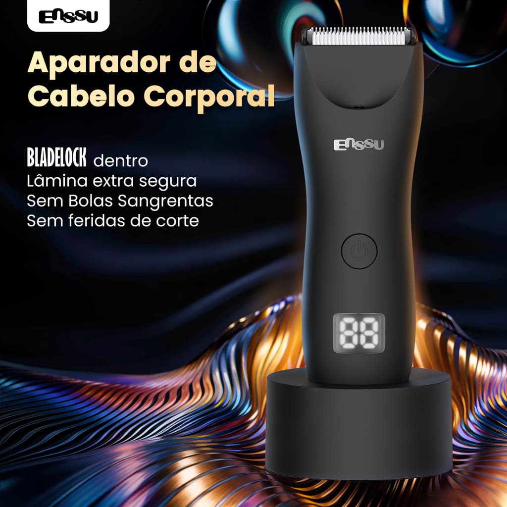 Aparador de Pelos Sem Fio Impermeável para Axilas e Corpo Todo, com Foco de Luz, Base e Dupla Voltagem