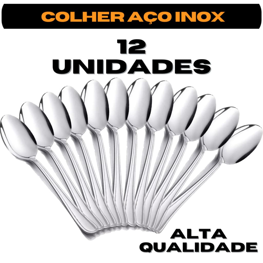 Jogo 12 talheres Colher de sopa mesa inox buffet restaurante cozinha opçôes com 12, 18 e 24 unidades