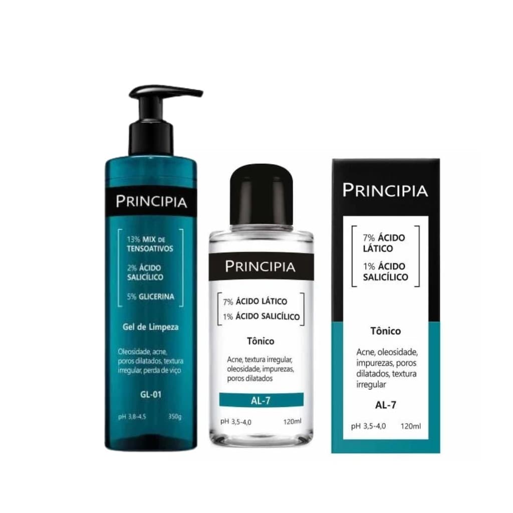 Kit Dupla Limpeza Principia Gel GL-01 + Tônico AL-7 Limpeza Avançada