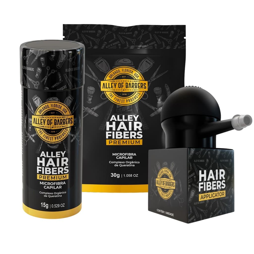 Fibra Capilar Alley of Barbers - Escolha opções: Fibra 15g , Aplicador e  Refil