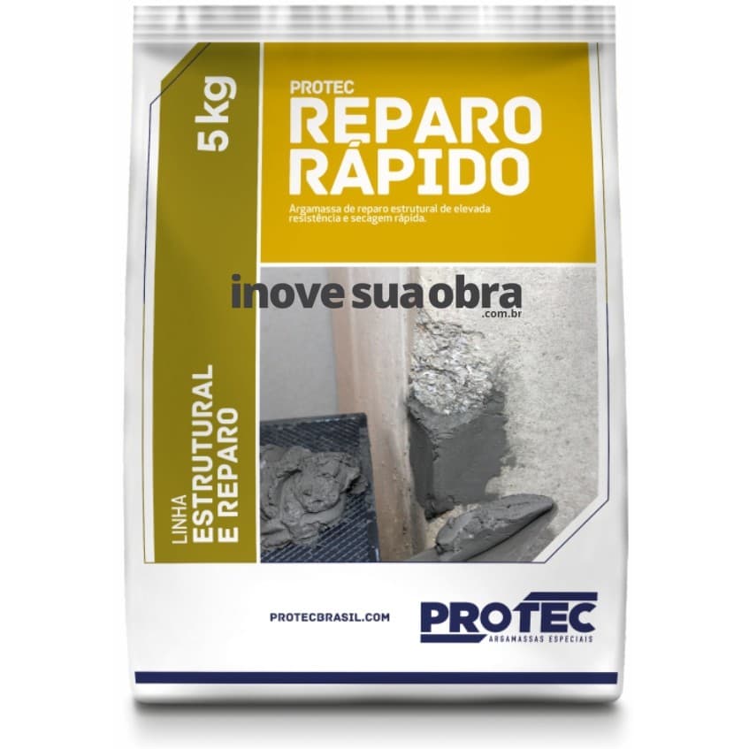 Argamassa Estrutural Protec Reparo Rápido 5kg Cinza Alta Resistência e Secagem Rápida