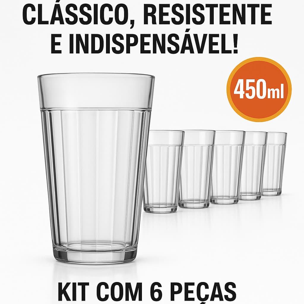 KIT 04, 06 ou 12 Copo Americano Long Drink 450ml  Nadir